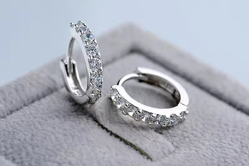 Ohrringe aus 925er Sterling-Silber, Zirkonia Creolen, 1,5cm