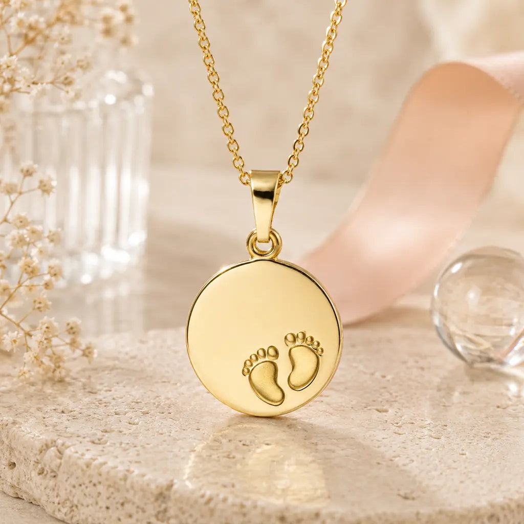 Gravurplatten Anhänger Damen 333 Gelbgold rund personalisiert 12mm - Ohne Kette