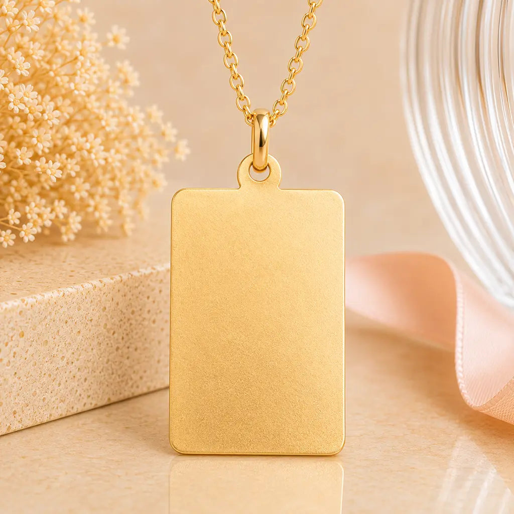 Sternzeichen Anhänger eckig Damen 333 Gold teil-mattiert Tierkreiszeichen rechteckig - optional mit Kette 42cm