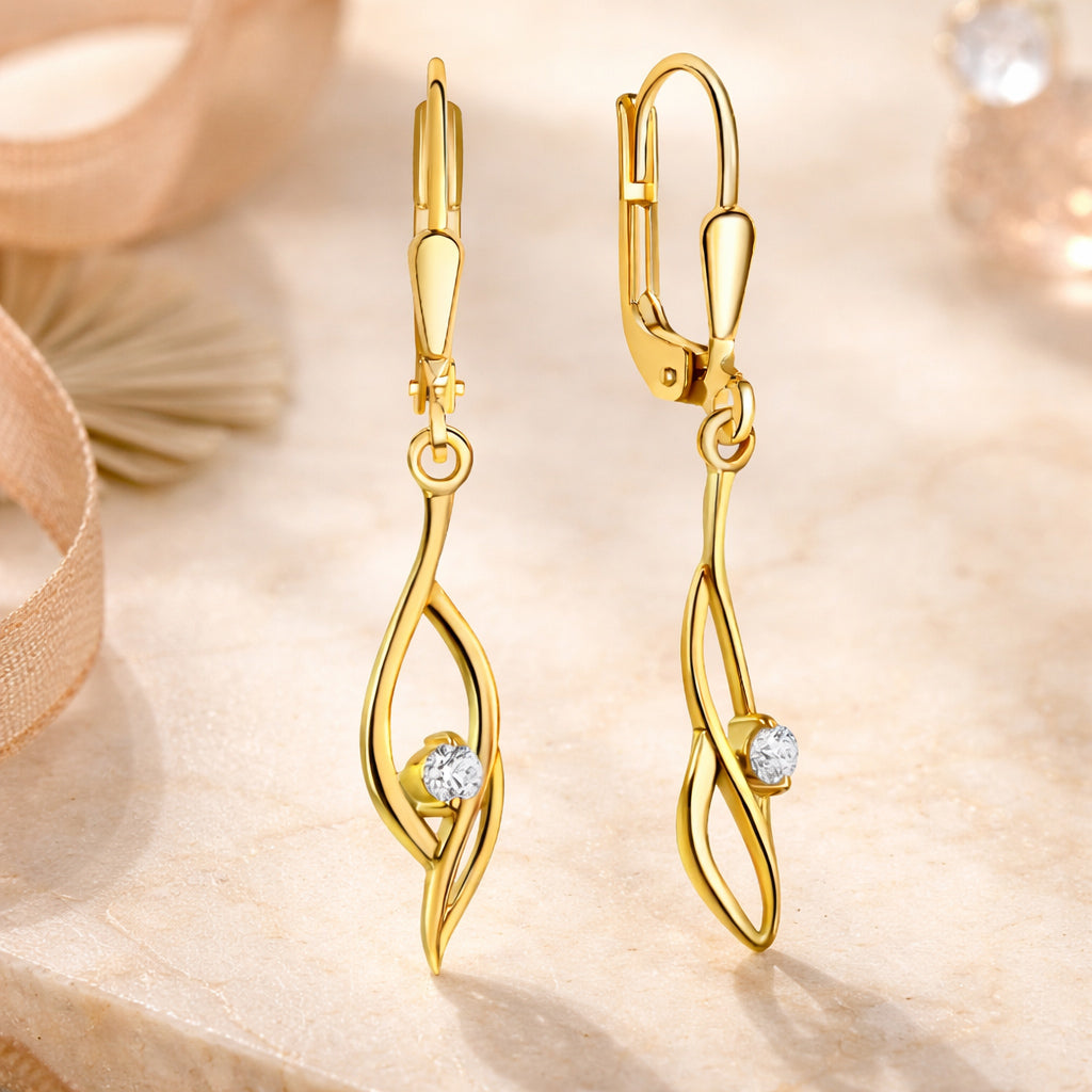 Damen Ohrhänger 333 Gold mit 2 Zirkonia - 3,6cm