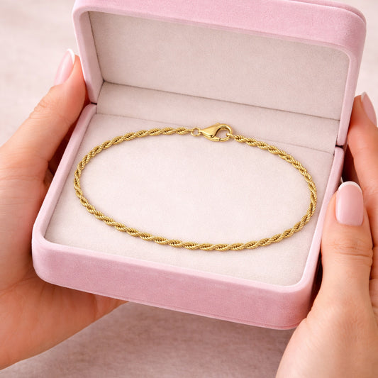 333 Gold Kordelarmband in Schmuckbox
