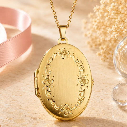 Medaillon Damen 333 Gold für 2 Fotos - Fotoanhänger zum Öffnen - optional mit Goldkette 45cm