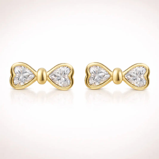 Damen Ohrstecker 375 Gold Schleife Zirkonia 4mm