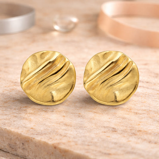 Damen Ohrstecker aus 375er Gelbgold mattiert rund 6mm - Goldschmuck ohne Stein