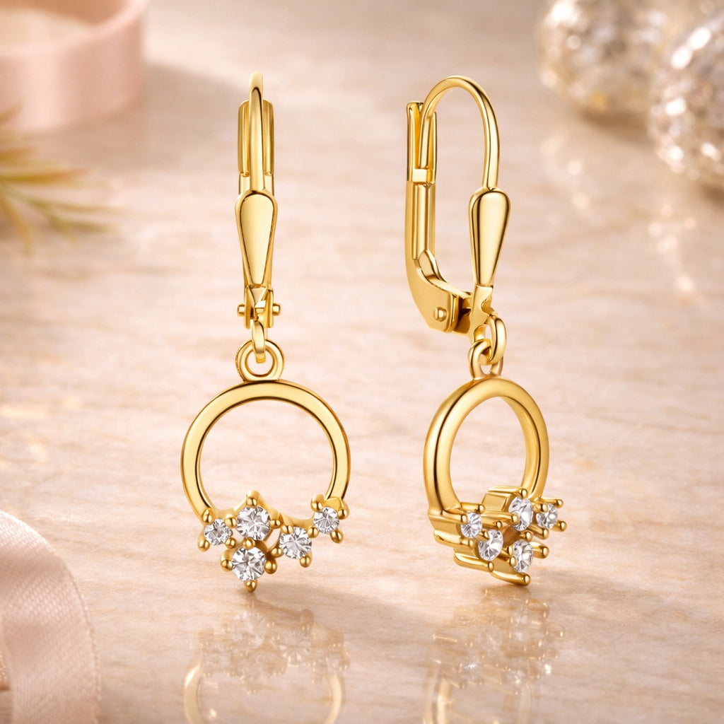 Damen Ohrhänger 375 Gelbgold mit 10 weißen Zirkonia