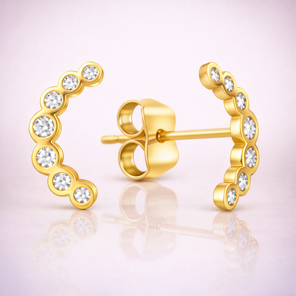 Damen Ohrstecker 375 Gelbgold mit 14 weißen Zirkonia - 1,1cm