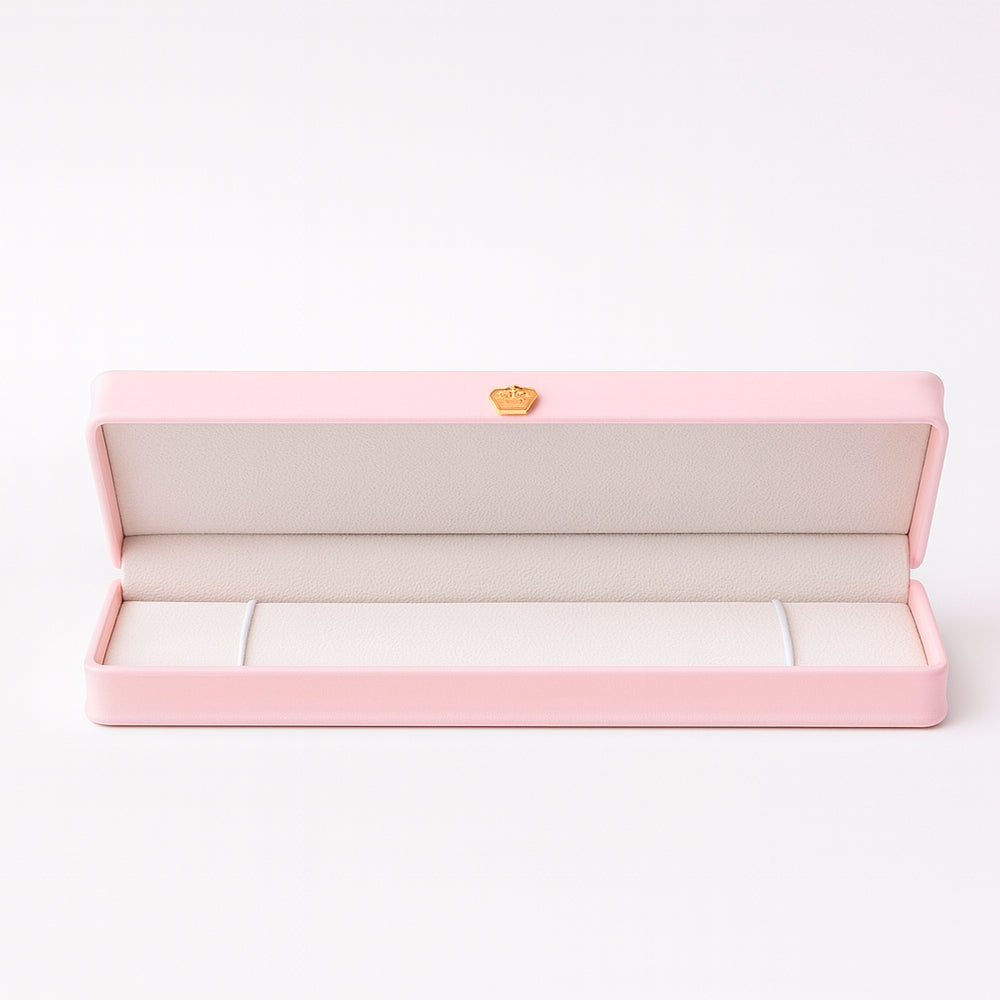 Schmuckverpackung für Ketten und Armbänder, Rosa Kunstleder