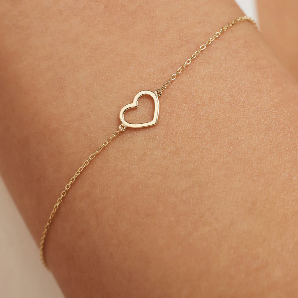 Armband aus 585er Gold, Ankerkette mit Herz
