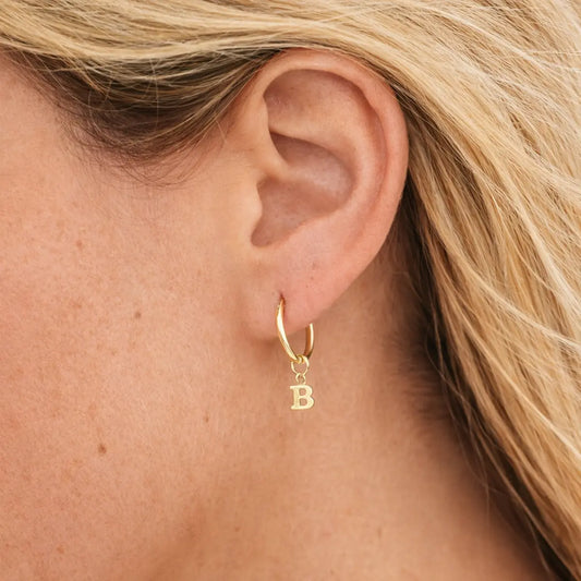 Damen Creolen 585 Gold Buchstabe Anhänger - Einzelne Creole