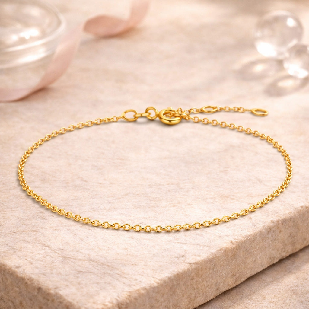 Damen Erbsarmband 585 Gelbgold 1,4mm - 19cm oder 21cm mit Zwischenösen