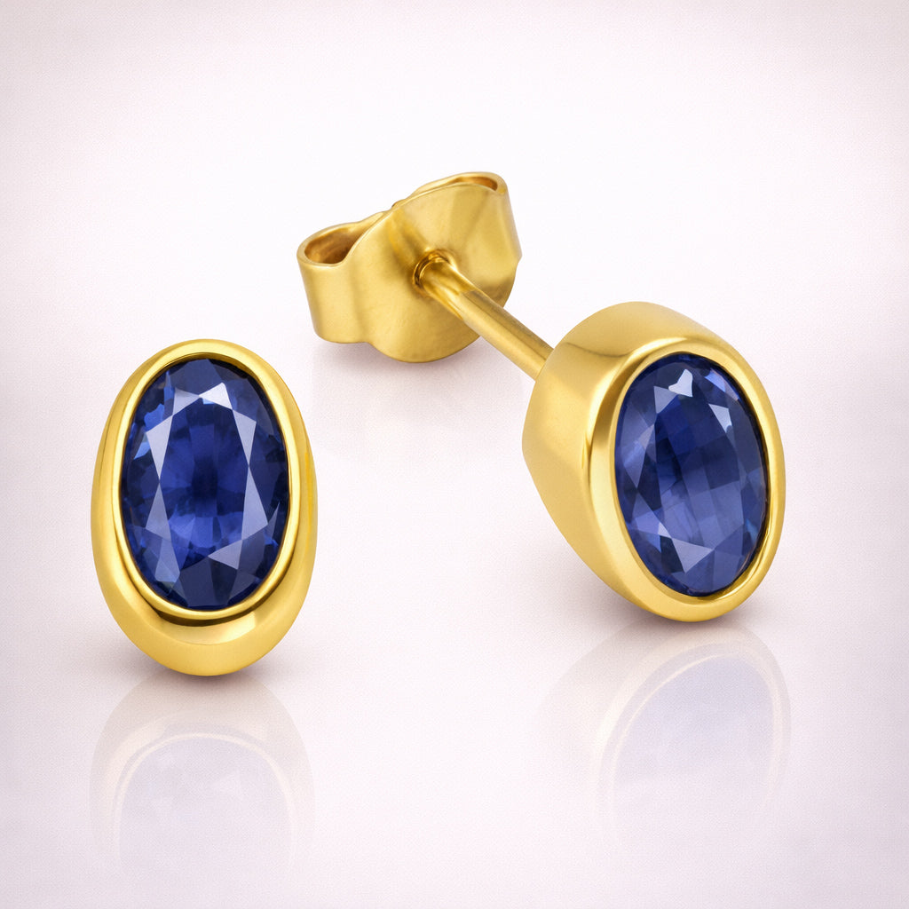 Damen Ohrstecker 375 Gelbgold mit Edelstein - 0,7cm