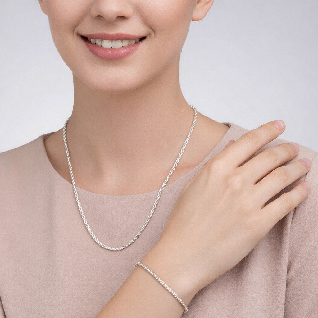 Schmuckset aus 925er Sterling Silber, Twisted Cord