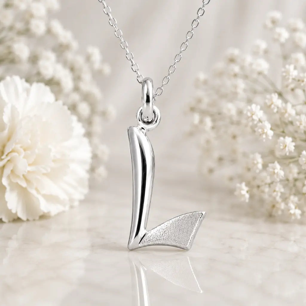 Buchstaben Anhänger Damen 925 Sterling Silber matt glänzend 18mm - optional mit Kette 45cm