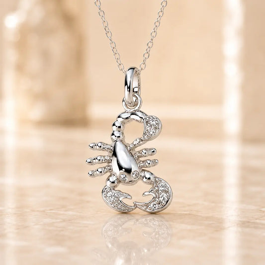 Sternzeichen Anhänger Damen 925 Sterling Silber rhodiniert Zirkonia 20mm - optional 45cm Kette