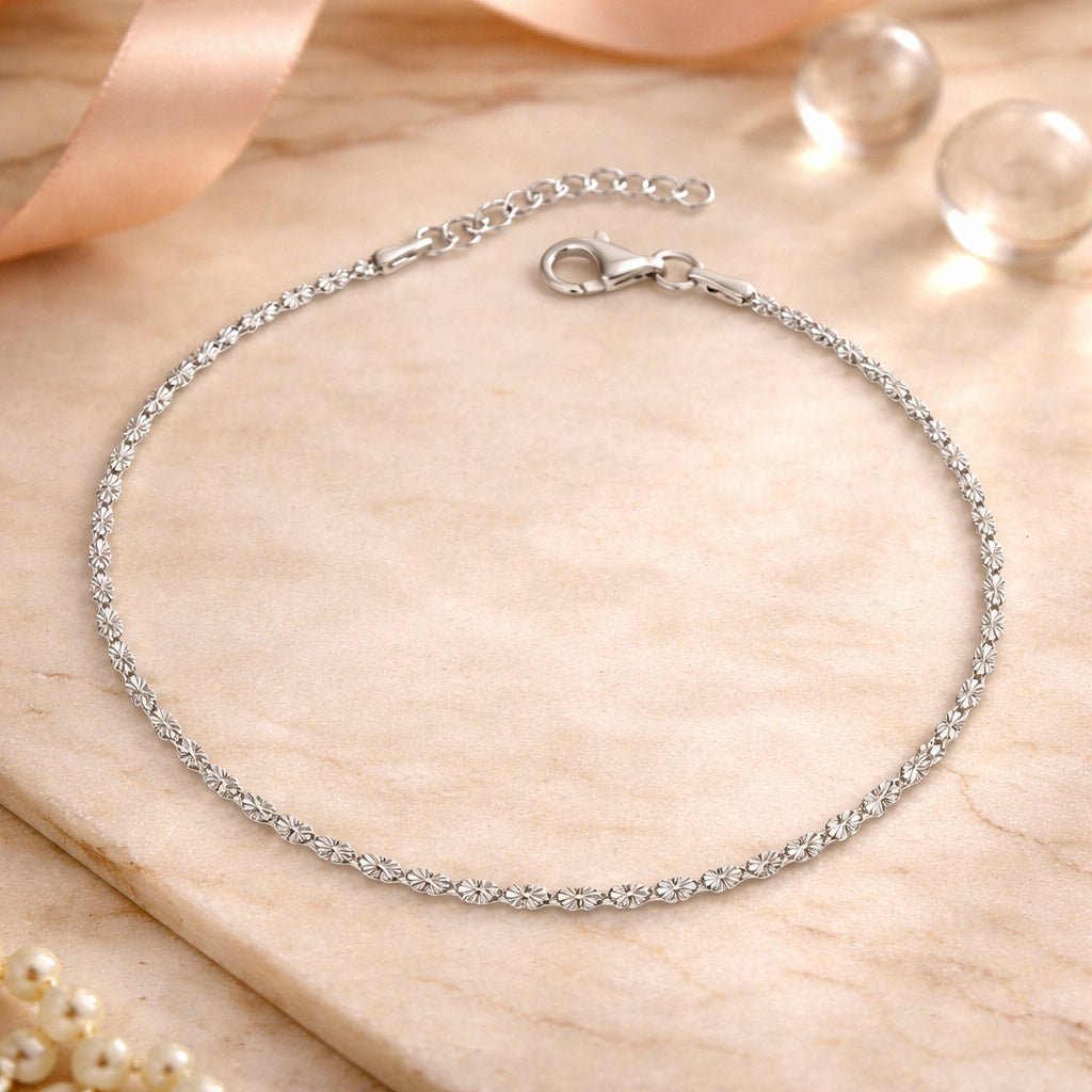 Armband aus 925 Silber rhodiniert Fantasiekette diamantiert 17cm - mit Karabinerverschluss