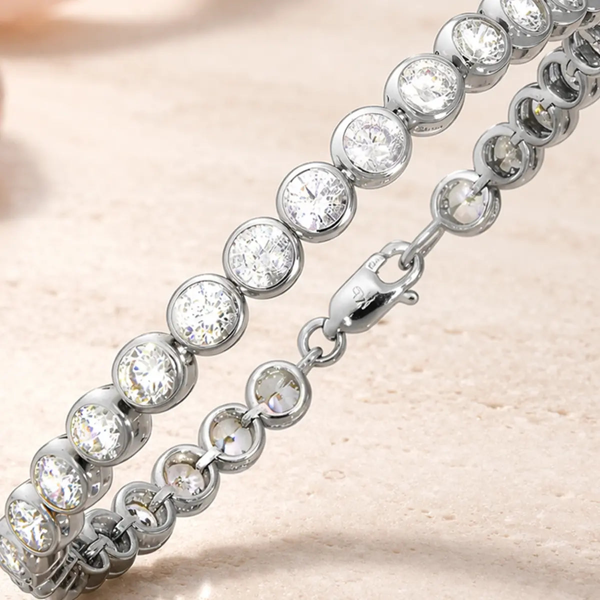 Armband Damen 925 Sterling Silber rhodiniert mit Zirkonia - 19,5cm