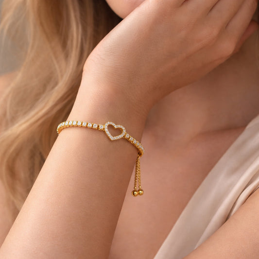 Herz Armband mit Zirkonia aus 925 Sterling Silber