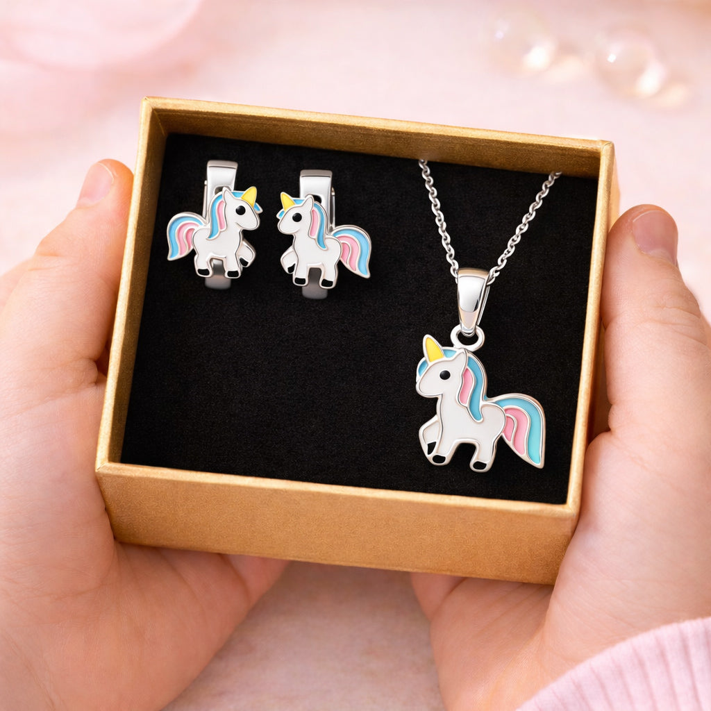 Einhorn Geschenkset für Kinder aus 925 Sterling Silber