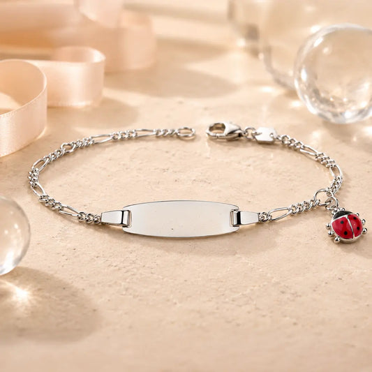 Armband aus 925er Sterling Silber - Schildarmband mit Marienkäfer