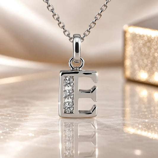 Mini-Buchstabenkette Damen 925 Sterling Silber mit Geburtsstein & Zirkonia - 45cm