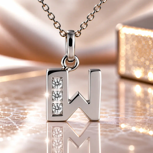 Buchstabenanhänger Damen 925 Sterling Silber mit Zirkonia - optional mit Kette 45cm