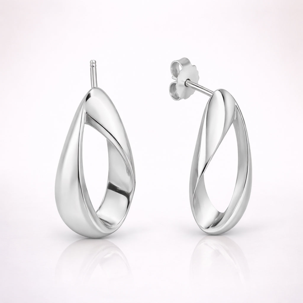 Damen Ohrstecker 925 Sterling Silber rhodiniert gedrehte Optik 2,2cm