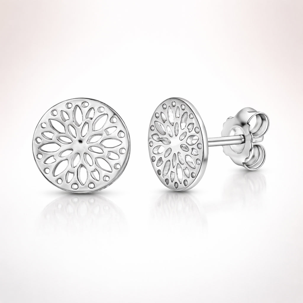 Damen Ohrstecker 925 Sterling Silber rhodiniert rund 10mm