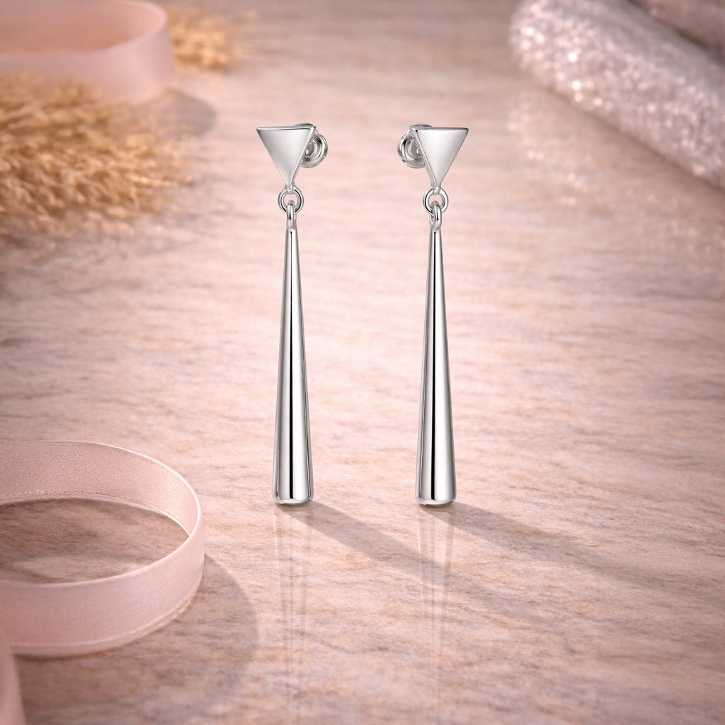 Damen Ohrhänger 925 Sterling Silber rhodiniert Motiv Kegel - 2,6cm