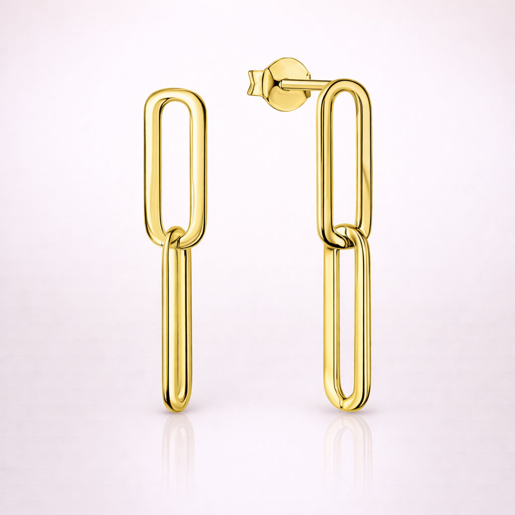 Damen Ohrstecker 925 Sterling Silber Paperclip-Design - vergoldet oder rhodiniert