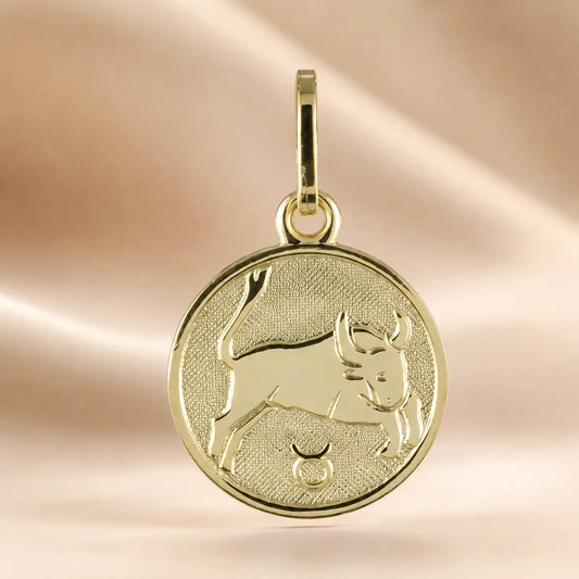 Sternzeichen Anhänger Damen 925 Sterling Silber vergoldet 12mm - optional mit Kette 45cm