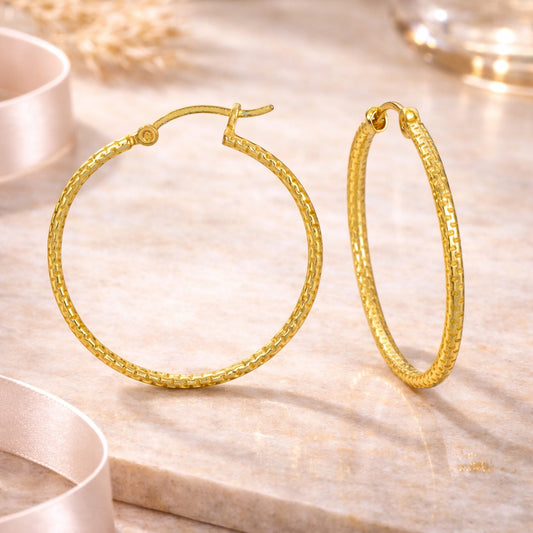 Damen Creolen 925 Sterling Silber diamantiert 30mm - vergoldet oder rhodiniert