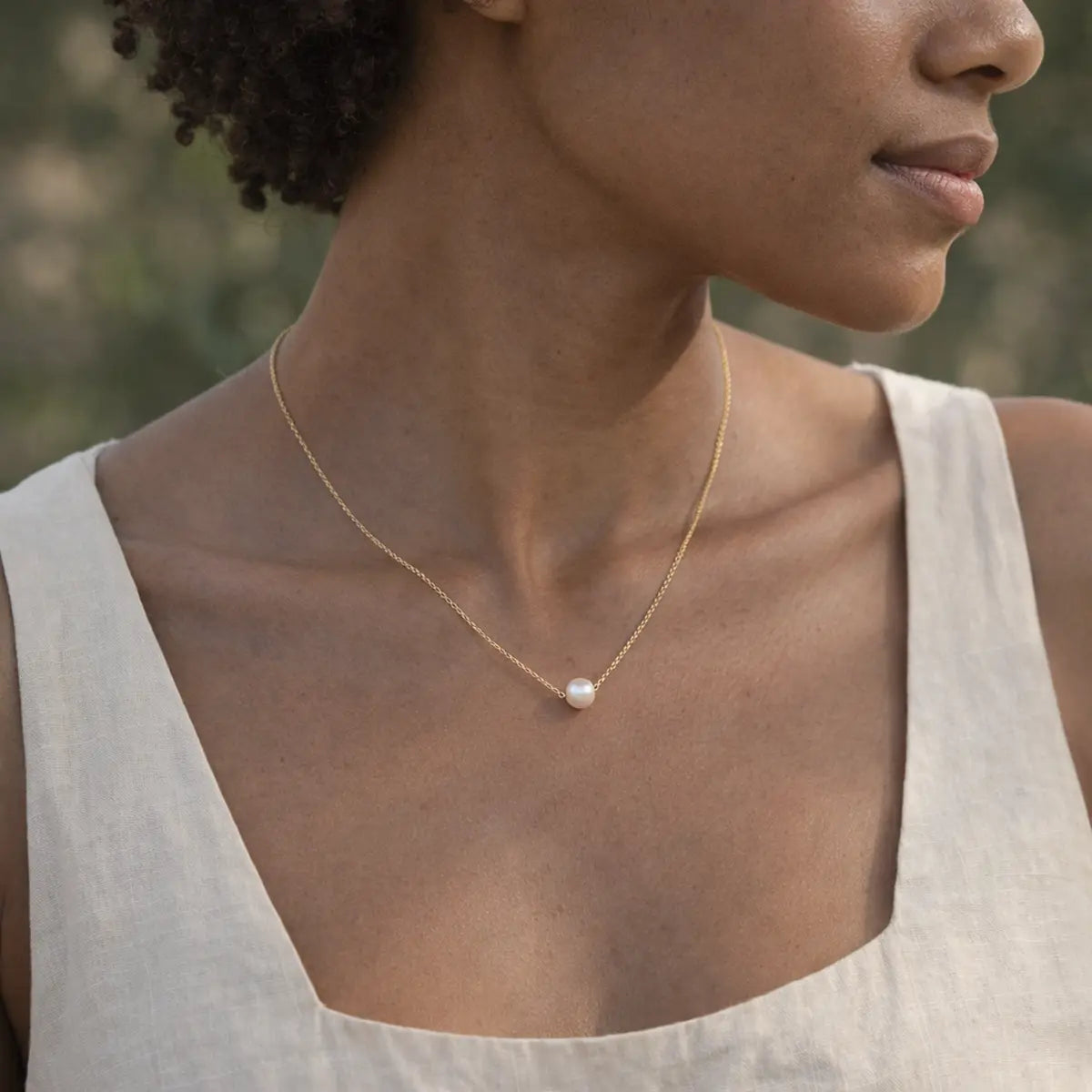 Damen Collier 925 Sterling Silber vergoldet Süßwasserzuchtperle 5mm - 47cm