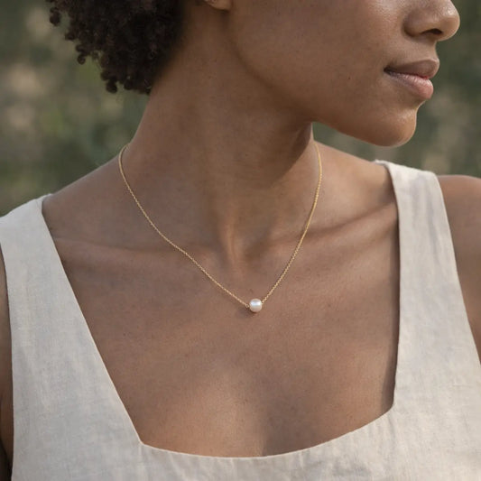 Damen Collier 925 Sterling Silber vergoldet Süßwasserzuchtperle 5mm - 47cm