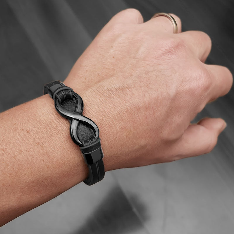 Infinity Black Lederarmband Herren