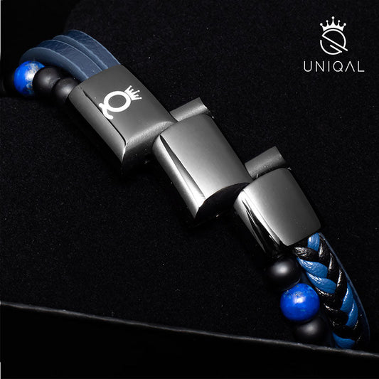 Fancy Lapis Lazuli Lederarmband Herren - Echter Lapislazuli & Mehrstrang-Design