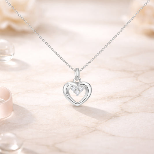 Schmuck Set aus 925er Sterling Silber, Zirkonia Heart