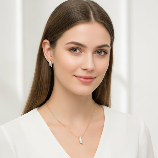 Schmuck Set aus 925 Sterling Silber, Zirkonia Love - vergoldet