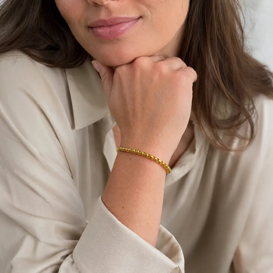 Armband Damen Edelstahl, Silber oder vergoldet mit Gravurplättchen - 20cm