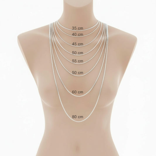 Halskette / Ankerkette aus 925 Silber, 45cm Länge - Runde Glieder