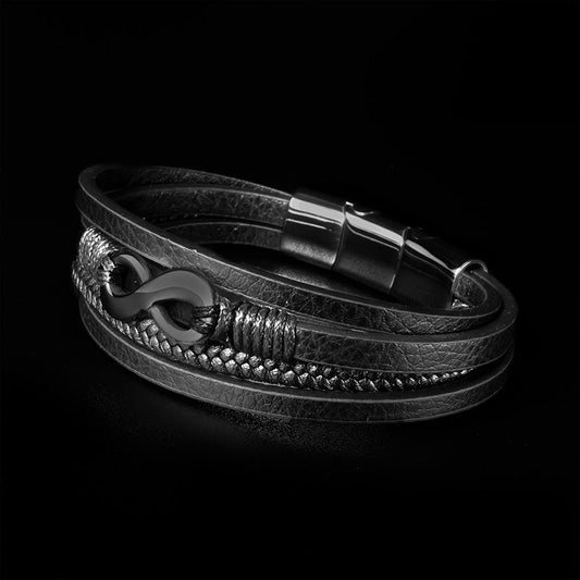 Lederarmband für Männer - Black Nice - Mit Gravur Option