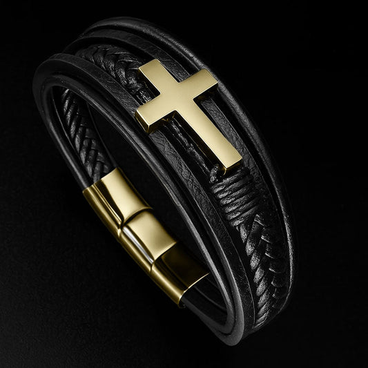 Lederarmband für Männer - Gold Heaven - Mit Gravur Option