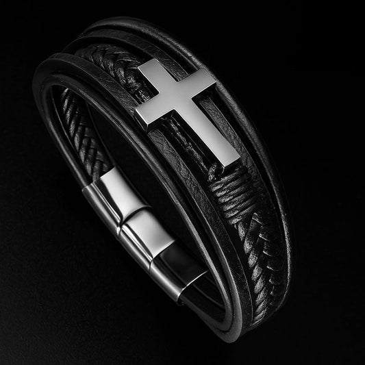 Lederarmband für Männer - Silver Heaven - Mit Gravur Option
