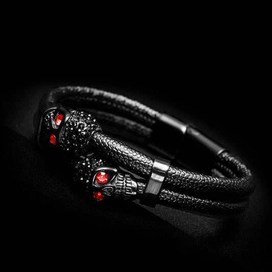Lederarmband für Männer - Skull-Skeleton-Toxic - Mit Gravur Option