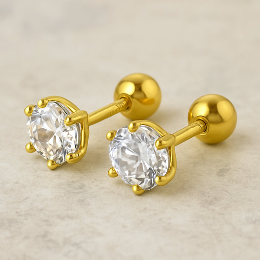 Ohrstecker aus 925er Sterling-Silber, Zirkonia in Brillantschliff, 5mm