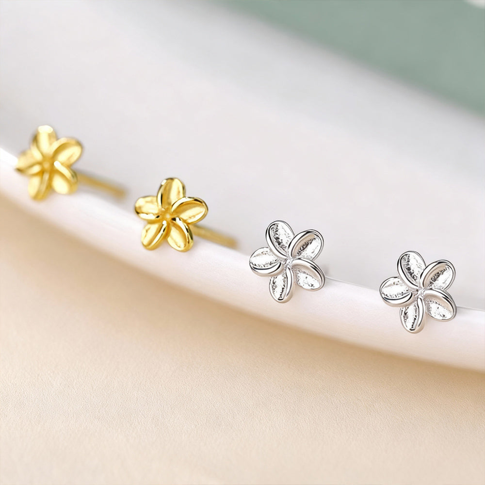 Damen Ohrstecker Modeschmuck Mini-Blume silberfarben goldfarben - 5mm