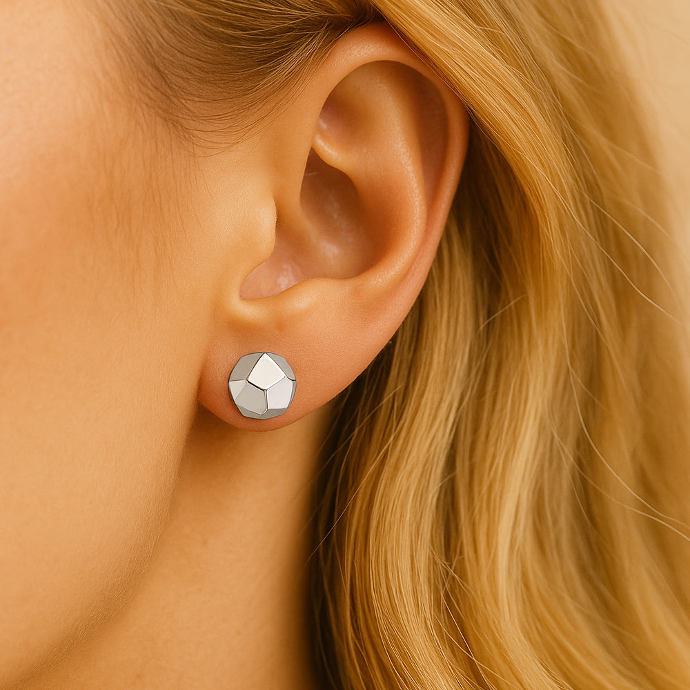 Damen Ohrstecker Modeschmuck geometrisch Kugel facettiert silberfarben goldfarben - 8mm