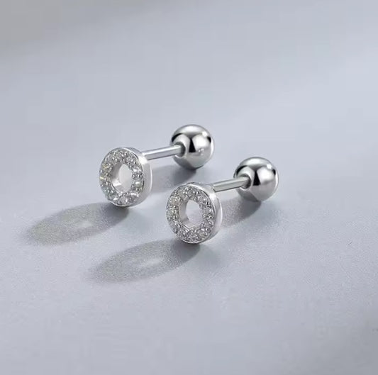 Ohrstecker aus Edelstahl, Kreise mit Strasssteinchen, 5mm