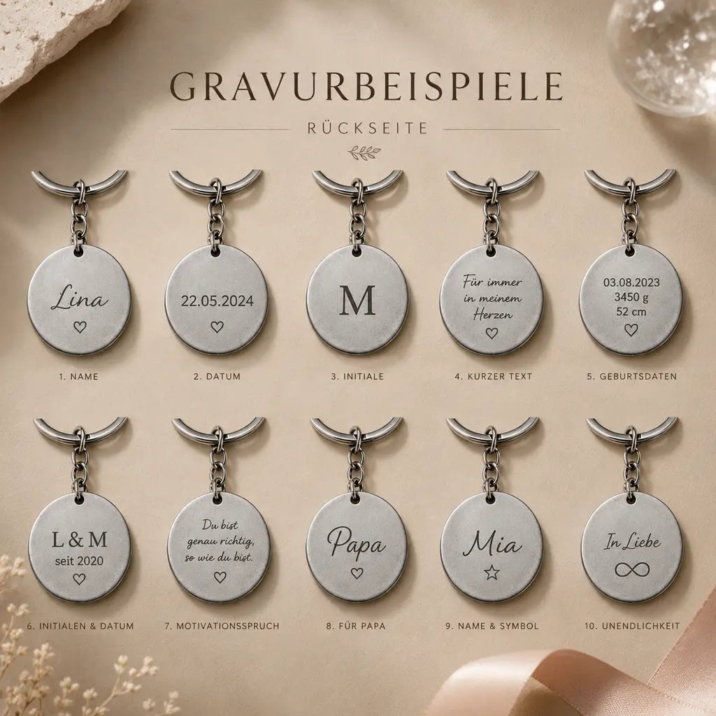Kinder Sternzeichen Schlüsselanhänger mit Gravur Edelstahl personalisiert alle 12 Tierkreiszeichen - 23mm