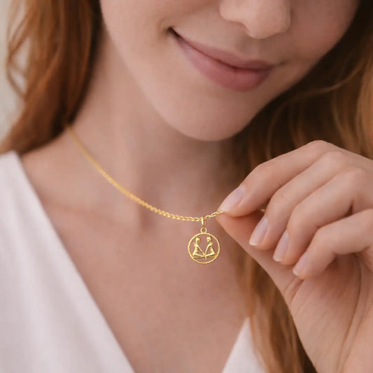 Damen Sternzeichen-Anhänger 333 Gold diamantiert 15mm - optional mit Kette 45cm
