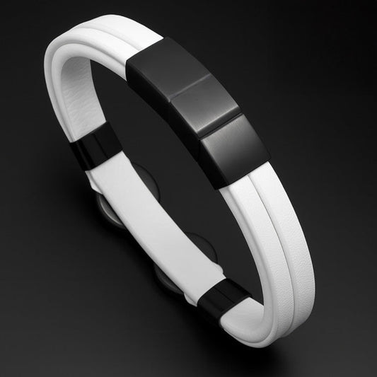 Lederarmband für Männer - Infinity White - Mit Gravur Option